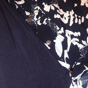 Banana Republic Navy Floral Blouse & Button Side